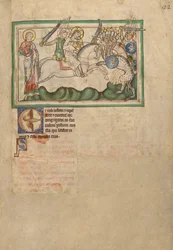 Die Schlacht zwischen den Reitern und dem Tier